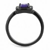 Slickblue Classsic Tanzanite CZ Ring, IP Black Ion Plated Stainless Steel, Halo Style, Women’s Ring, Sizes 5-10 - 3 of 4