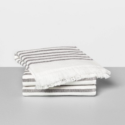 3pc Core Stripe Washcloth Set Railroad Gray - Hearth & Hand™ with Magnolia