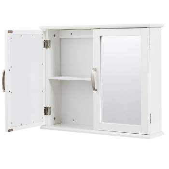Tangkula 2-Tier Wall-Mounted Bathroom Storage Cabinet Wall Cabinet with 2 Mirror Doors