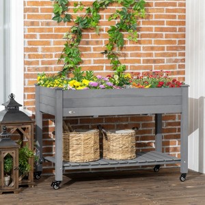 Vince 47"x22"x33" Planter Stand Box, Raised Garden Bed with Lockable Wheels for Flowers, Herbs and Vegetables, Outdoor Furniture - The Pop Home - 1 of 4