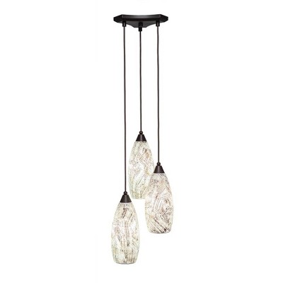 Toltec Lighting Europa 3 - Light Pendant in  Dark Granite with 5.5" Natural Fusion Shade