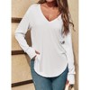 Imily Bela Womens Deep V Neck Tunic Tops Long Sleeve Oversized Casual Loose Fit Curved Hem T Shirts - 2 of 4