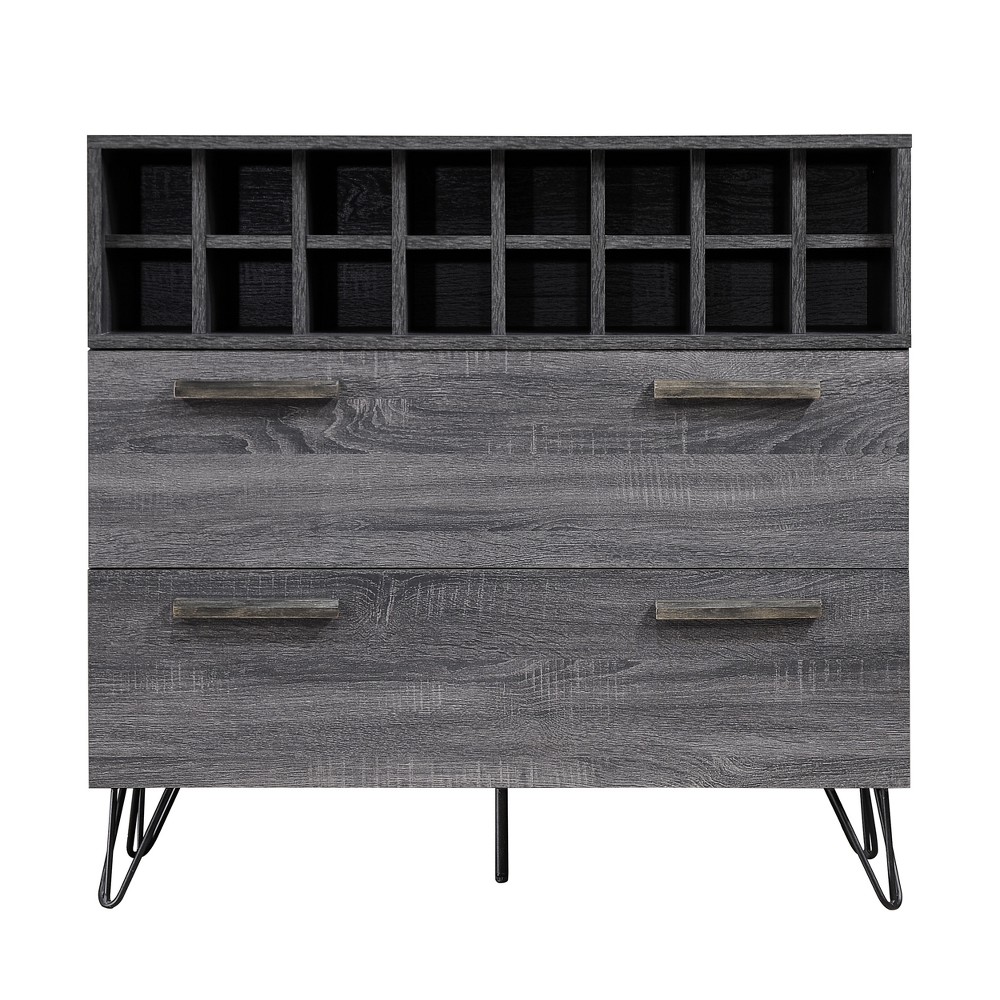 Photos - Display Cabinet / Bookcase Amelia Mid Century Wine and Bar Cabinet Sonoma Gray Oak - Christopher Knig