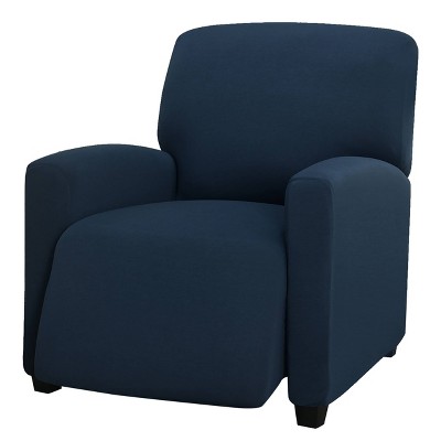 Recliner Slipcover Navy: Madison Industries, Stretch Fit Polyester & Spandex, Machine Washable, Indoor Use