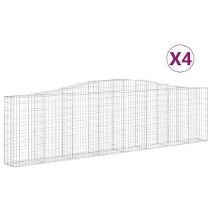 vidaXL 4 pcs Arched Gabion Baskets - 157.5"x11.8"x39.4"/47.2" Galvanized Iron Construction - Ideal for Gardens, Backyards, Decks, and Patios - 1 of 4