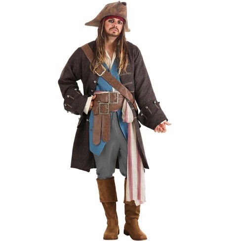 Men's Plus Size Captian Hook Costume, Elite Captian Hook Halloween Outfit,  Red Pirate Captain