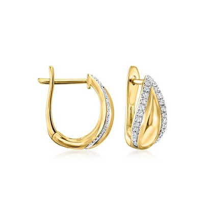 Ross-Simons 0.15 ct. t.w. Diamond-Edge Hoop Earrings in 18kt Gold Over Sterling