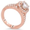 Pompeii3 1 7/8CT Vintage Morganite & Diamond Engagement Wedding Ring Set 14K Rose Gold - 2 of 4