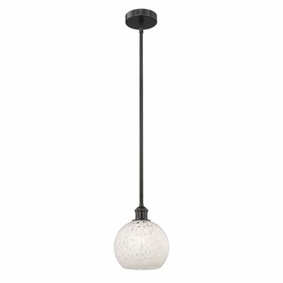 White Mouchette - 1 Light Stem Hung Mini Pendant In Modern Style-10 Inches Tall and 8 Inches Wide