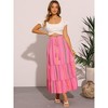 INSPIRE CHIC Women's Summer Elastic Drawstring Waist Tired Maxi Flowy Maxi Skirts - 3 of 4