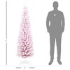 TopComfy Christmas Tree Stand Snow Flocked Pencil Christmas Tree with Realistic Branches for Indoor Decor, Pink, 21.8"*21.8"*70.8" - 3 of 4