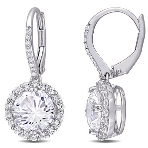 EVERLY JEWELRY | Sterling Silver 1/10 CT TW Diamond And 5 1/2 CT TGW Created White Sapphire Earrings - 1 of 4