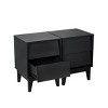 GlasFlength Nightstands Set of Two Modern Mid Century Bedside Tables with Vintage Simple Style for Bedroom, Black, 15.8"*14.6"*21.3" - 4 of 4
