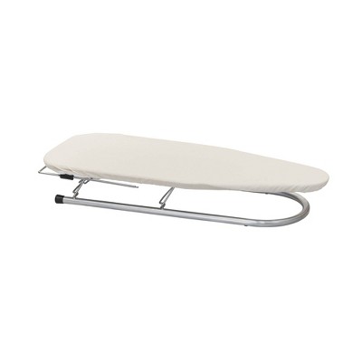 Compact Beige Steel Tabletop Ironing Board with Iron Rest
