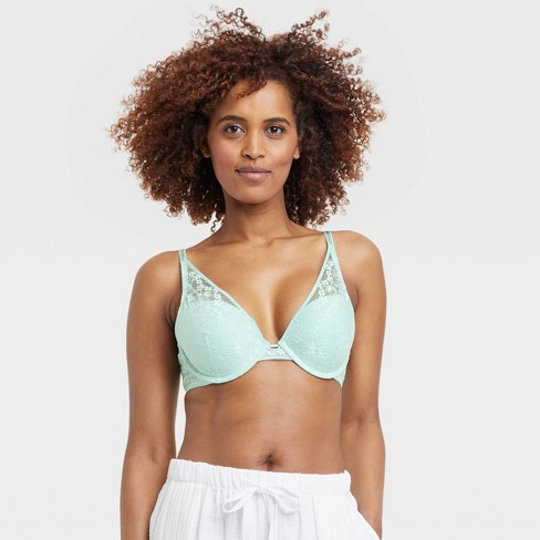 Women's Lace Plunge Push-Up Bra - Auden™ Green 38B