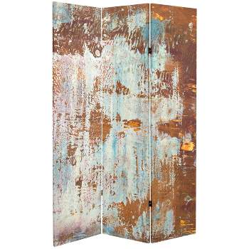 6" Double Sided Rust Canvas Room Divider - Oriental Furniture
