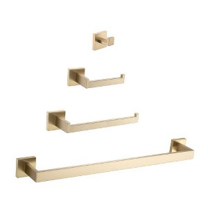 4-Piece Brushed Nickel Bathroom Accessory Set - 1 of 4