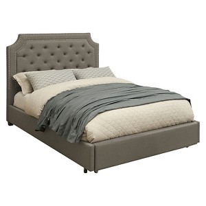 Kenya Modern Tufted Fabric California King Bed With Footboard Drawer Gray - ioHOMES