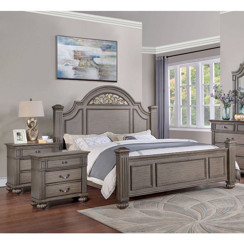 3pc Pennings Traditional Bed Set with 2 Nightstands Gray - HOMES: Inside + Out, 3 of 16
