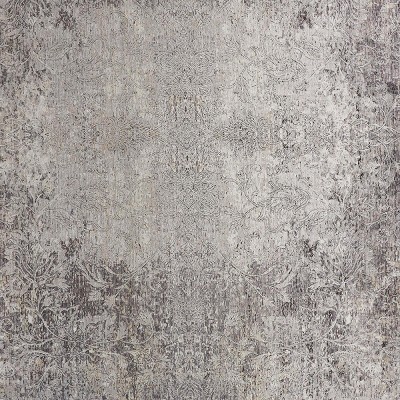 Ivory and Gray Medallion Rectangular Viscose Area Rug, 5' x 7'