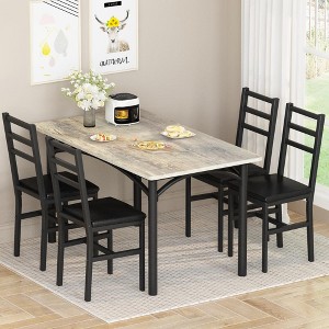 Hooseng Dining Table Set for 4, 5-Piece Kitchen Table Chairs Set, Rectangle Dining Room Table set with four chairs, Dining Table Set with Backrest - 1 of 4