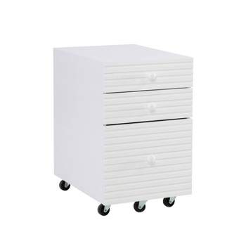 Wedeln 3 Drawer Rolling File Cabinet White Finish Wood - Powell