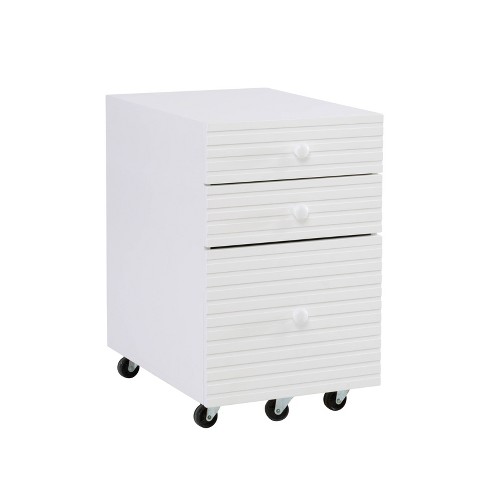 Wedeln 3 Drawer Rolling File Cabinet White Finish Wood - Powell : Target