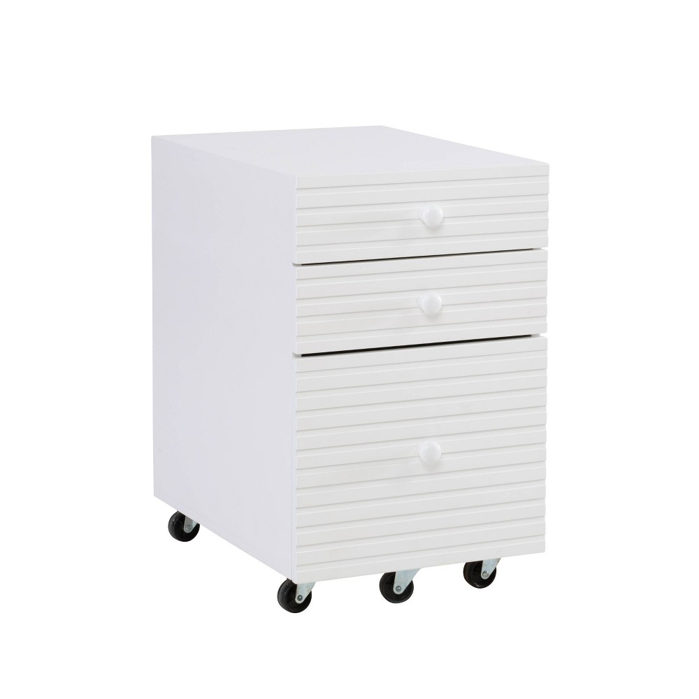 Photos - File Folder / Lever Arch File Wedeln 3 Drawer Rolling File Cabinet White Finish Wood - Powell