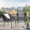 Modern Patio Polyethylene Rattan Trumpet Chair Set of 2,Outdoor Patio Club Chair with Iron Frame,Curved Back Armless Accent Chair-Coolbibila - 3 of 4