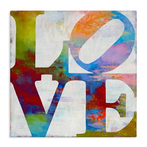 Stupell Industries Love Rainbow Background Typography, 24" x 24" - 1 of 4