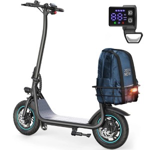 MASTGOAL Folding Electric Scooter for Adults, 12" Solid Tires Commute E Scooter with Basket, 550W Powerful Motor,Up to 20 Miles, UL Certified - Black - 1 of 4