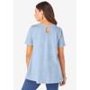 Roaman's Women's Plus Size Swing Ultimate Tee With Keyhole Back - 3 of 4