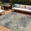 HomeRoots 8' X 10' Pewter Charcoal And Gold Abstract Washable Indoor Outdoor Area Rug - 2 of 3