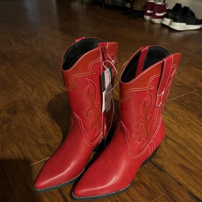 Ladies red boots size clearance 8