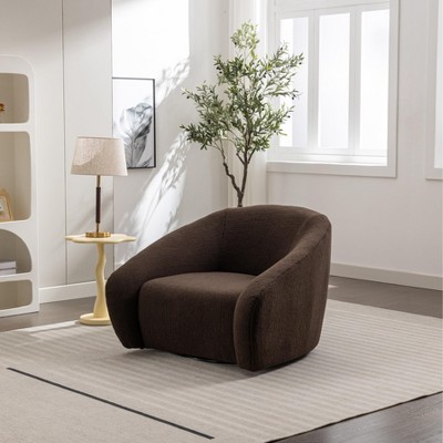 Roundhill Furniture Luzern Modern Boucle Upholstered Accent Chair, 360° Swivel