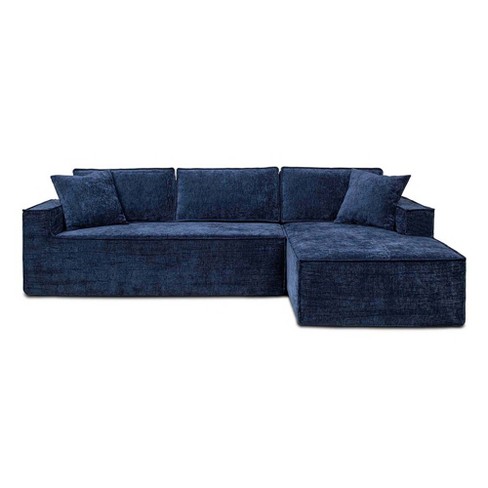 Jennifer Taylor Home Brenley 110.5" RAF Sofa-in-a-Box Sectional Sofa, Twilight Navy Blue Chenille - image 1 of 4