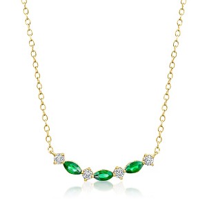 Pure Collection by Ross-Simons 0.30 ct. t.w. Lab-Grown Emerald and .20 ct. t.w. Lab-Grown Diamond Necklace in 18kt Gold Vermeil Size 16 - 1 of 4