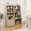 Yukimo 6-Tier Bookcase, Freestanding Ladder Bookshelf with 2 Adjustable Shelves and Flip Up Door, 19" x 13" x 47", White/Natural - 3 of 4