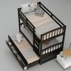 Twin Over Twin Wood Bunk Bed with Trundle and Storage Drawers, Convertible Captain Bed, Slatted Design, White, Solid Wood Frame - 3 of 4