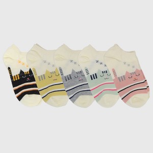 Alilang Adorable Cat - Print No Show Socks Soft for Casual 5Pk - 1 of 4