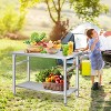 Stainless Steel Folding Table, Heavy-Duty Single-Tier Metal Table with Adjustable Feet, Suitable for Kitchens and Garages - 2 of 4