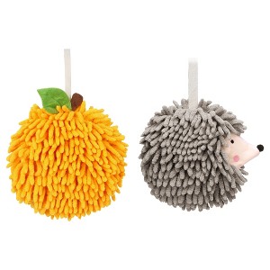 REGALWOVEN 2 Pcs Comfortable Soft Absorbent Chenille Ball Fuzzy Hand Towel for Home Decor - 1 of 4