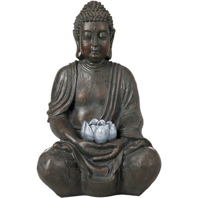John Timberland Zen Outdoor Statue with Light Solar LED 19 1/2" High Sitting Buddha Sculpture for Yard Garden Patio Deck Home