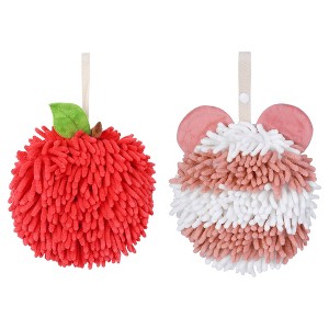 REGALWOVEN 2 Pcs Cute Soft Absorbent Chenille Ball Fuzzy Hand Towel - 1 of 4