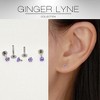 Small Heart Solitaire Flat Back Stud Earrings Body Piercings by Ginger Lyne 2 Sets 3mm CZ Stainless Steel 16g 6mm and 8mm Lengths - 2 of 4