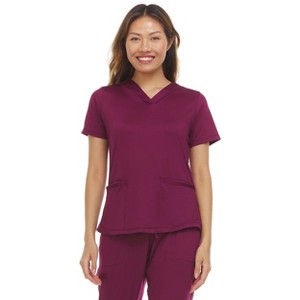 Medichic Women's Scrubs V-Neck Nylon Spandex Yoga Scrub Top - 1 of 2