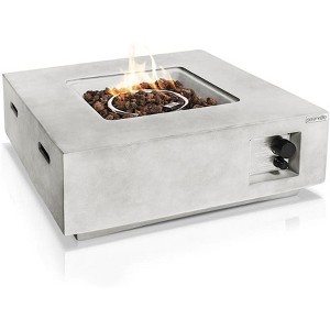 SereneLife Propane Gas Fire Pit Table - 40,000 BTU Square Gas Firepits with Cover for Outdoor Use - 1 of 2