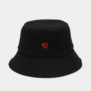 Anna-Kaci Women's Cotton Bucket Hat with Red Heart Embroidery and Wide Brim - 1 of 4