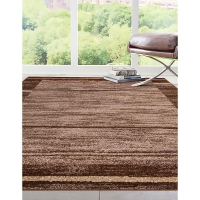Brown and Beige Striped Synthetic 8' x 10' Area Rug