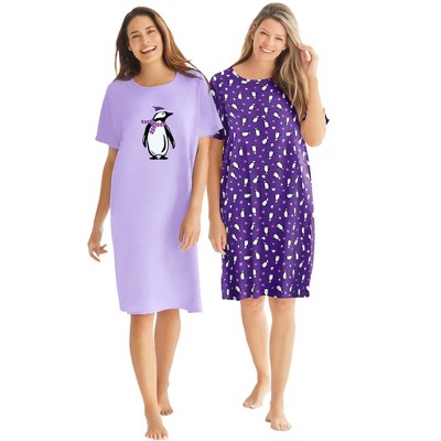 Dreams & Co. Plus Size 2-Pack Short-Sleeve Sleepshirt